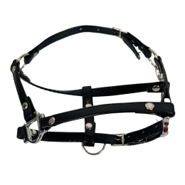 Eco-leather halter for the realistic hobby horse (with the option to add fur trim).