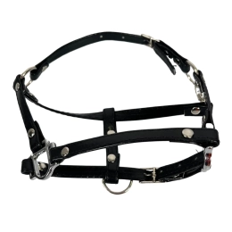 Eco-leather halter for the realistic hobby horse (with the option to add fur trim).