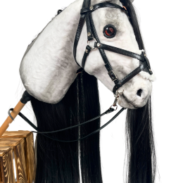 REALISTIC HOBBY HORSE – WHITE/BLACK MANE