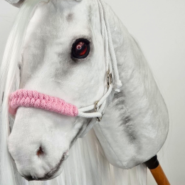 A braided halter for realistic hobby horses.