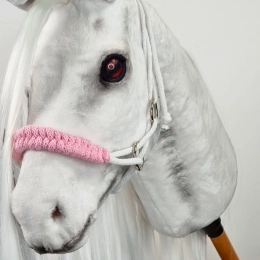 A braided halter for realistic hobby horses.